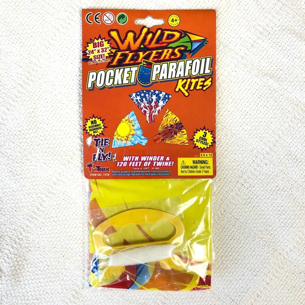 VTG Wild Flyers Pocket Parafoil Kite Sun Flame 24x32 FunTastic New NIP 00s